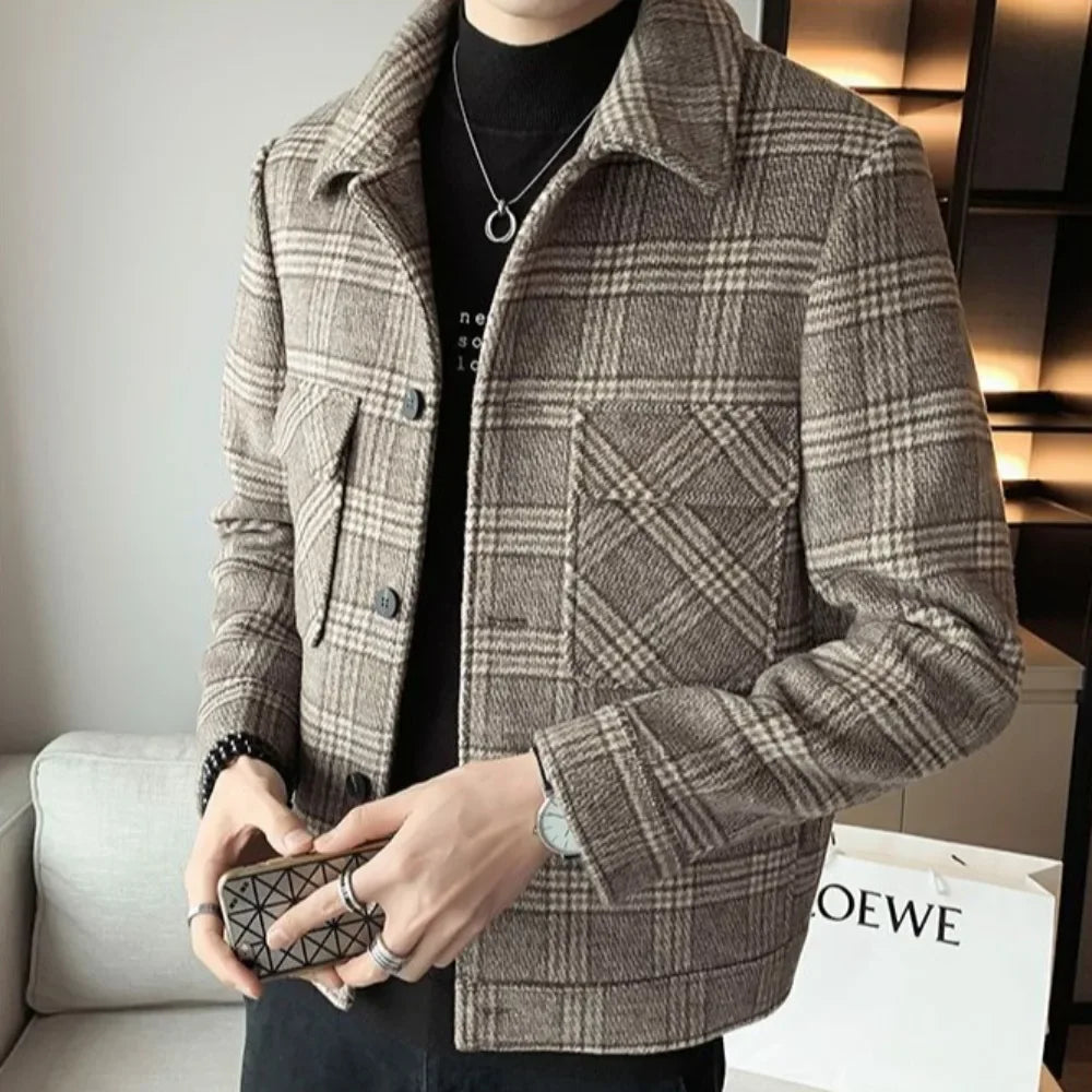 Threebooy Male Coats Slim Fit High Quality Men's Wool & Blends Jackets Vintage Joker Harajuku Casual Luxury Designer Cheap Clothes Offer