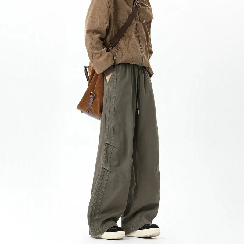 Threebooy Straight Leg Casual Pants Elastic Waist Drawstring High Quality Unisex Comfortable Trousers Men Women Trendy Outdoor Daily Wear