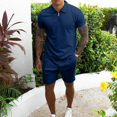 Threebooy  Summer Clothing Men's Luxury Tracksuit Set Casual Short Sleeve Solid Color Polo Shirt+Shorts Streetwear 2 Piece Suit 2024 New