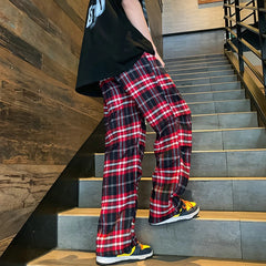 Threebooy Summer Plaid Pants Men S-3XL Casual Straight Trousers for Male/Female Harajuku Hip-hop Pants