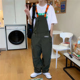 Threebooy Japanese functional wind overalls overalls men's streetwear design sense summer thin loose straight casual pants Overalls