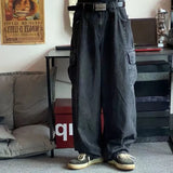 Threebooy Baggy Jeans Trousers Male Denim Pants Black Wide Leg Pants Men's Jeans Oversize Cargo Korean Streetwear Hip Hop Casual