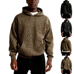 Threebooy  Men's and Women's High Street Casual Soft and Comfy Sports Long-sleeved Sweatshirt Fashion Leopard Printed Daily Hooded Top