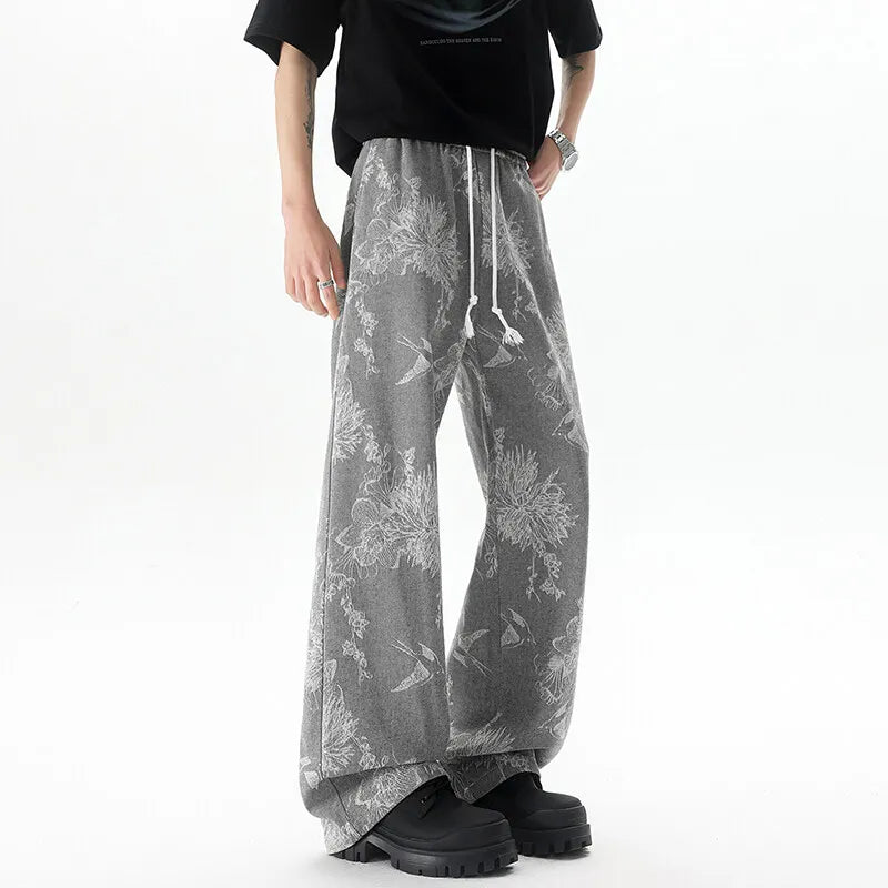 Threebooy  Streetwear Jeans Unisex Straight Loose Fit Fashion Trendy Print Design Urban Casual Pants Unique Style Streetwear Denim Trousers