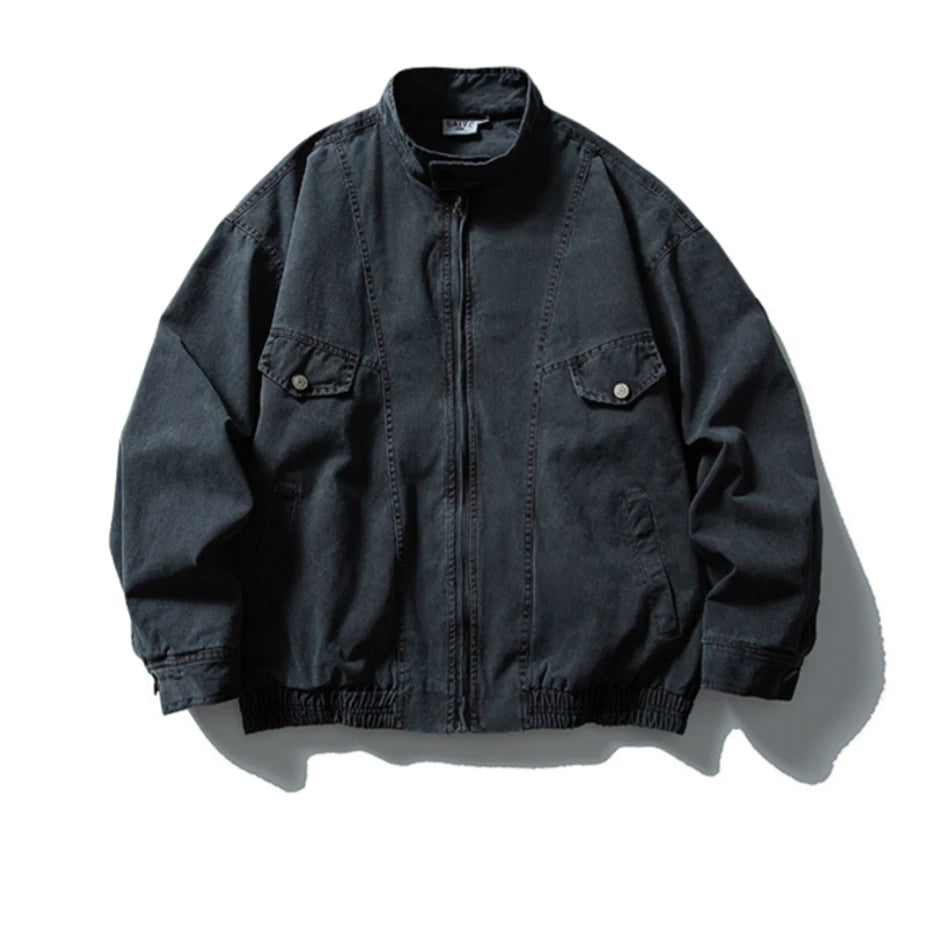 Threebooy Vintage Splicing Denim Jackets Mens Streetwear Punk Y2k Cargo Coats Harajuku Loose Casual Hip Hop Washed Jeans Jackets Male