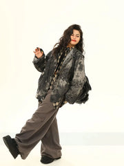 American high street men and women trendy sexy camouflage tie dye denim jacket for couples loose hip-hop retro casual top y2k