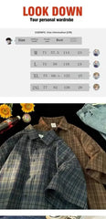 Threebooy  Japanese Vintage Plaid Short Sleeve Shirt Men's Streetwear Loose Fit High-end Feel Casual Stylish Versatile Half Sleeve Jacket
