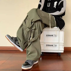 Threebooy  Green Cargo Pants Men Oversize Zipper Black Cargo Trousers Male Streetwear Hip Hop Pocket Spring Loose Casual Workwear