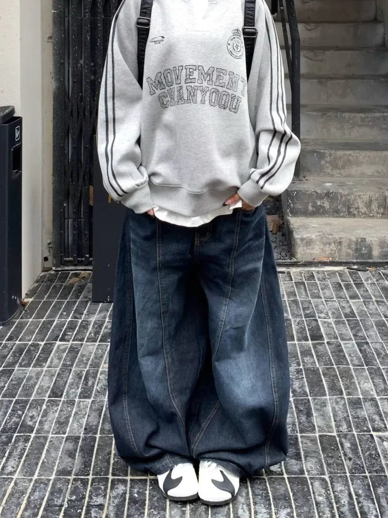 Threebooy Y2K Fashion New Letters Embroidered Washed Baggy Jean Women Gothic Harajuku Vintage Hip Hop Pop Casual High Waist Wide Leg Pants