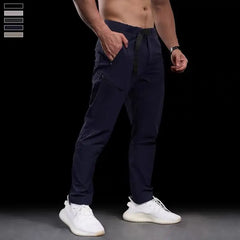Threebooy  Summer Men Running Pants loose Straight Training Trousers Jogging Fitness Gym outdoors Zipper pocket Streetwears Sport