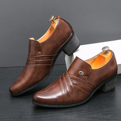 Threebooy  High End Men's Business Dress Shoes Increased Height British Shoes Men Pointed Toe Shoes Wedding Boots Size:37-46