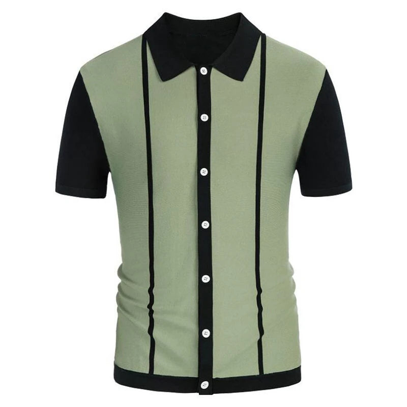 Threebooy Men's Luxury Clothing Knit Short Sleeve Polo Shirt Casual Streetwear Lapel Button Down Cardigan Breathable Tops Summer Knitwear