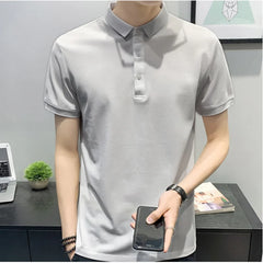 Threebooy Fashion Male Summer High Quality Leisure POLO Shirts/Men Slim Fit Pure Color POLO Shirts Tops S-5XL 5 Color