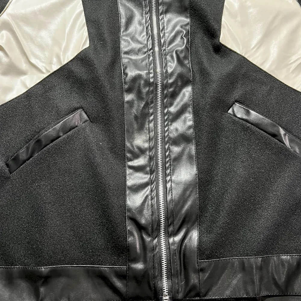 Threebooy American Retro Baseball Uniform Jacket Men's Spring and Autumn Loose Stand Collar Long Sleeve Contrast Color Couple Casual Coat