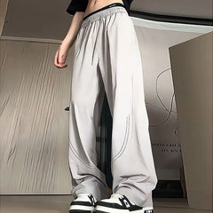 Threebooy  Ice Silk Men's Summer Thin Breathable Quick-drying Sports Pants American Retro Wide-leg Casual Trousers