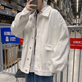 Threebooy Black Denim Short Jacket Men Jeans Jacket Coats Oversized Harajuku Denim Jeans Jacket Bomber Streetwear Man Clothing Outwear