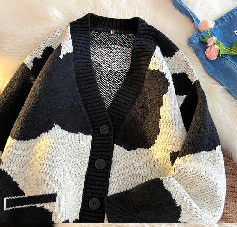 Threebooy Open Front Button V Neck Long Sleeve Sweater Women Basic Shirt Men Warm Soft Coat Autumn Winter Tops Casual Knit Jacket Cardigan