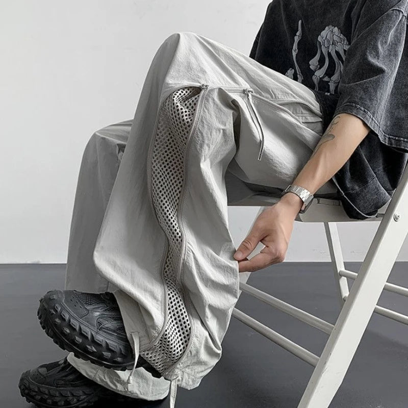Threebooy Spring Summer Zipper Breathable Loose Trousers Man Fashion Casual Luxury Baggy Designer Techwear Emo Cheap Cargo Pants for Men
