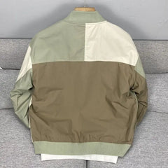 Threebooy  Spring Autumn Zipper Coat Streetwear American Contrasted Baseball Uniform Multi-Color Spliced Bomber Jacket Casual Jacket Men