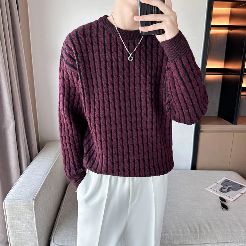 Threebooy New Style Men Autumn and Winter High Quality Sweaters Male Slim Fit Long Sleeve Pullover Male Fashion Knitted Sweaters 4XL-M