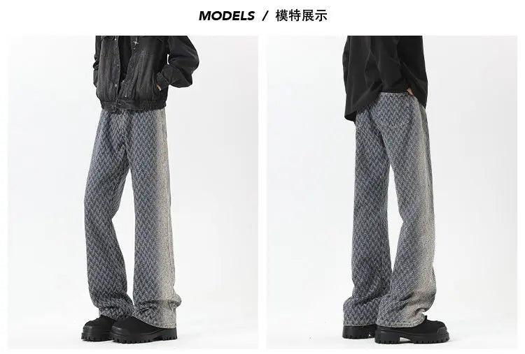 Threebooy Jeans men New Jacquard Fabric Denim Trousers man Straight Leg Long Pants Autumn Classic Style Casual Jeans for Men Wholesale