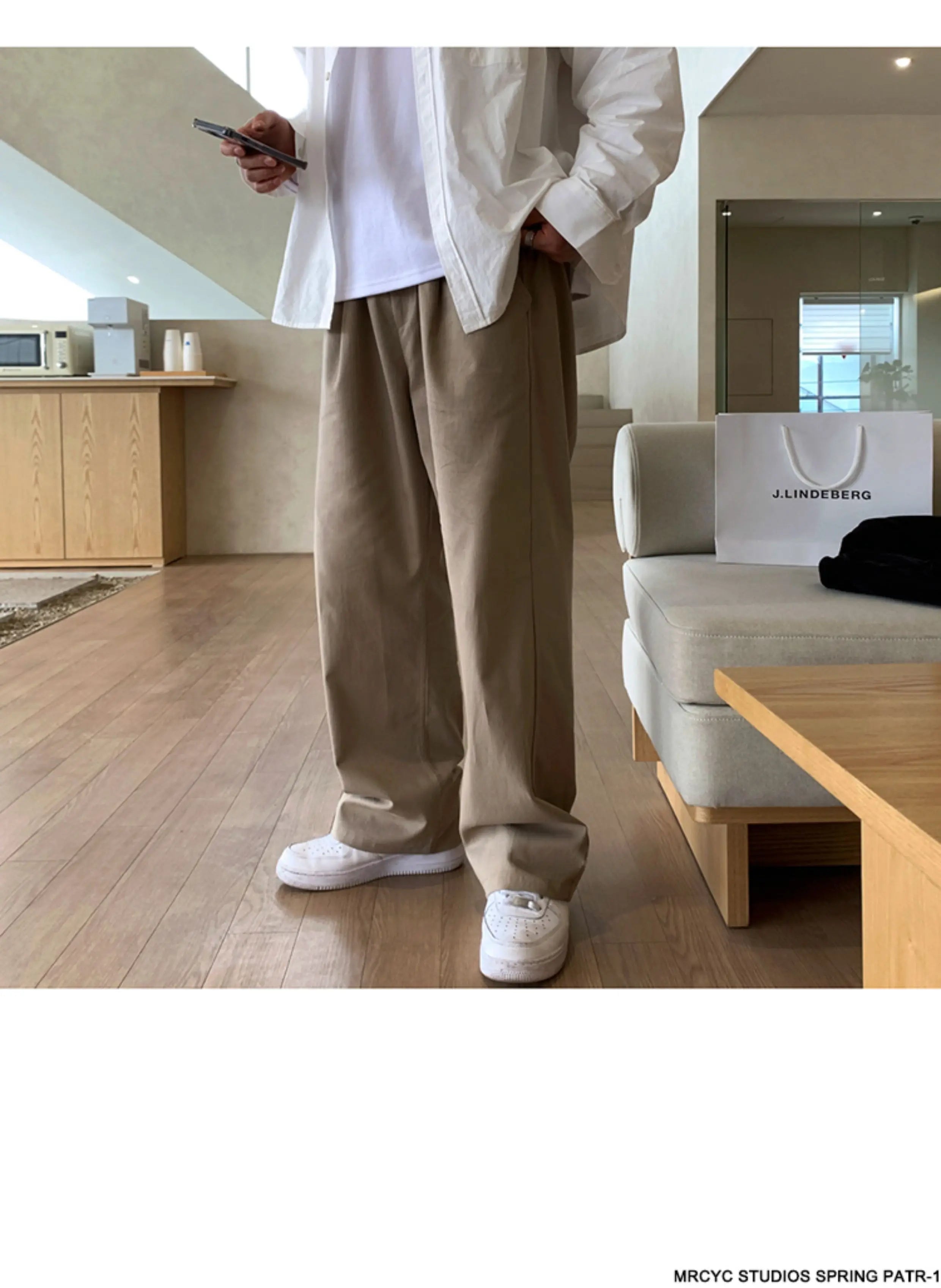 Threebooy Korean Style High-end Straight-leg Casual Pants Men's Spring Summer Loose Trousers American 2025 New Trendy Wide-leg Pants Chic