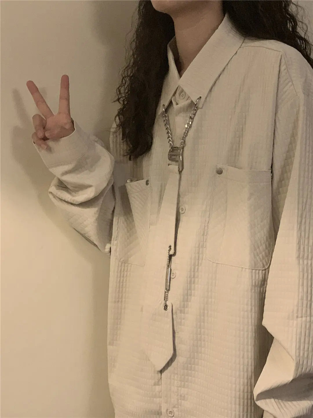 Threebooy Simple Cityboy Blouse Spring Autumn American Retro Corn Tie Long Sleeve Shirt Women Couple Tie Shirt Jacket Punk Design Top