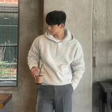 Threebooy Men Vintage Knitted Zipper Hooded Pullovers Sweater Casual Streetwear Striped Solid Color Long Sleeve Hoodie Autumn