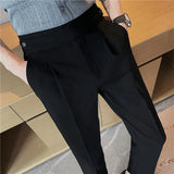 Threebooy Spring Summer New Fashion Drape High Waist Suit Pants Men Clothing Full Length Slim Fit Casual Straight Office Trousers 36