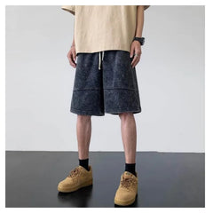 Threebooy Streetwear Washable Old Shorts Men's Fashion Brand Loose Summer American Casual Sports 5/4 Pants Large