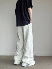 Threebooy  New Loose Harajuku White Jeans Men's Fashion High Street American Casual Trousers Male Straight Hip Hop Denim Pants
