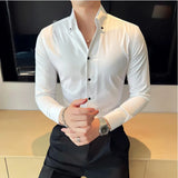 Threebooy  Spring Autumn Men's Business Office Dress Shirts/Male Slim Fit High Quality Casual Long-Sleeved Shirt  Homme Tops S-3XL