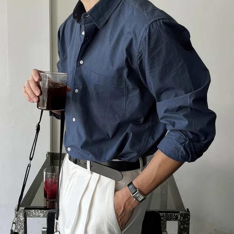 Threebooy  New Casual Long Sleeve Mens Linen Shirt Tops Spring Autumn Vintage Turn-down Collar Button-up Shirts For Men Fashion Cardigans