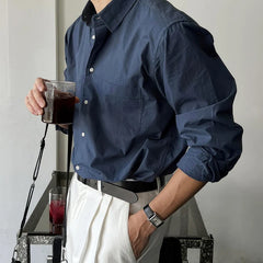 Threebooy  New Casual Long Sleeve Mens Linen Shirt Tops Spring Autumn Vintage Turn-down Collar Button-up Shirts For Men Fashion Cardigans
