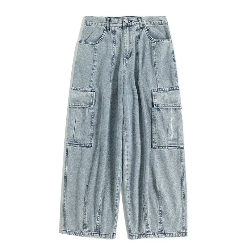 Threebooy  Baggy Jeans Trousers Male Denim Pants Black Wide Leg Pants Men's Jeans Oversize Cargo Korean Streetwear Hip Hop Harajuku