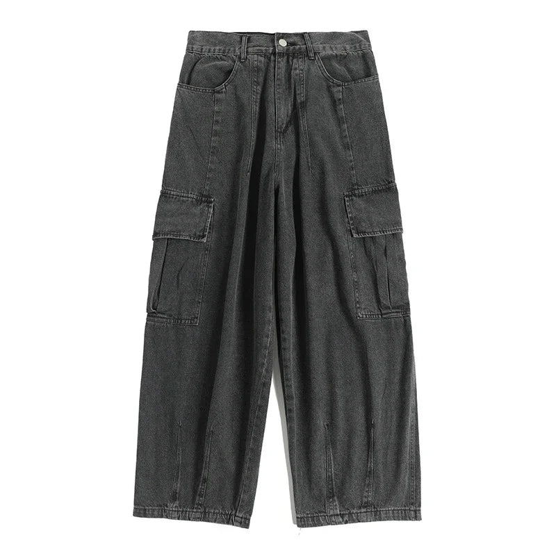 Threebooy  Baggy Jeans Trousers Male Denim Pants Black Wide Leg Pants Men's Jeans Oversize Cargo Korean Streetwear Hip Hop Harajuku