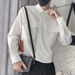 Threebooy Striped Patchwork Handsome Shirt Men's New Fashionable Casual Long Sleeved Shirt Trendy Thin Top