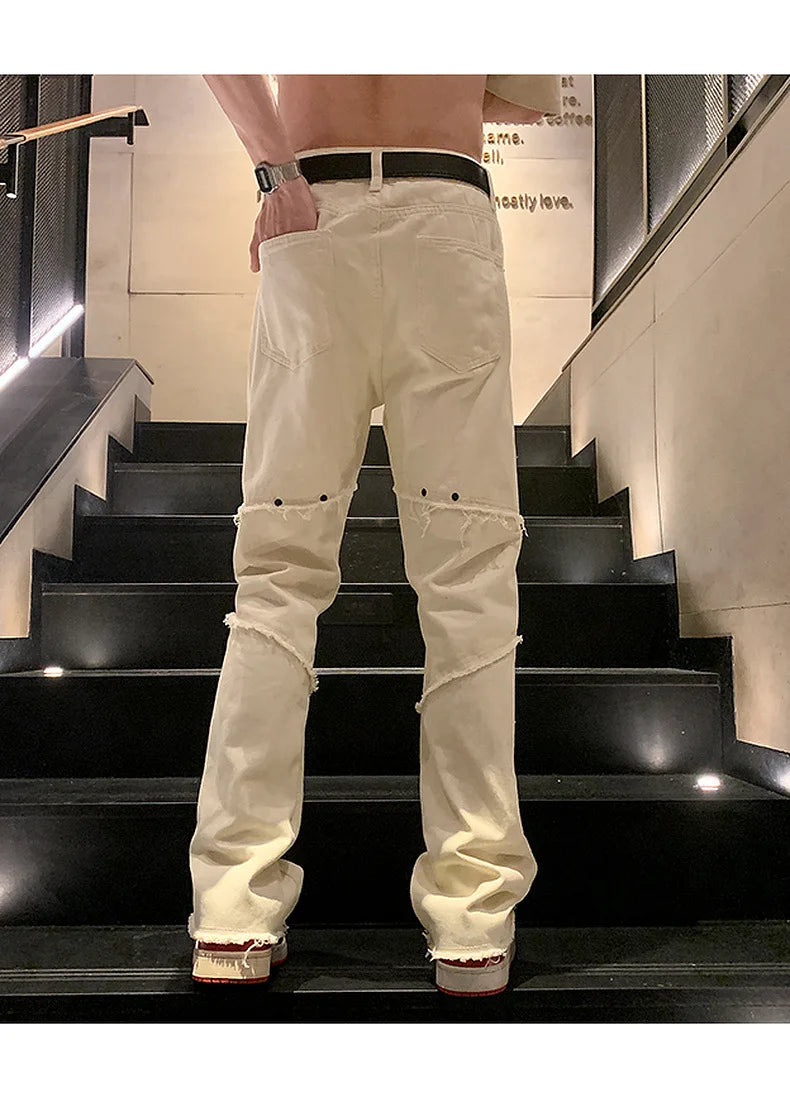 Threebooy New Spring Jeans Loose-fit Straight-leg Sporty Workwear Pants Hong Style Washing Jeans For Men