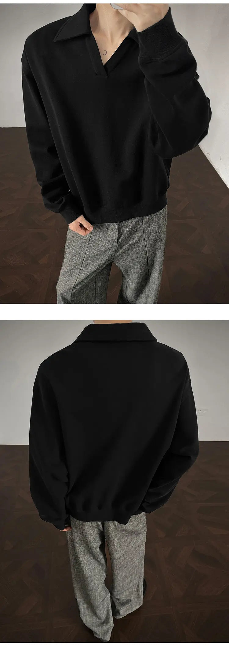 Threebooy Long sleeve t Shirt men 2025 Arrival Men Polo Shirt Solid Color Casual Relaxed Fit Collar Tops Autumn Fall Fashion Mens Clothing