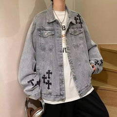 Threebooy Oversize Jacket Men's Spring Autumn Men's Clothing Jacket baggy Hip Hop Harajuku Street Clothing Fashion Trendy Denim Jacket