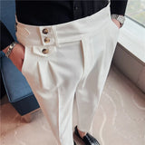 Threebooy Fashion High Quality Cotton Men Pants Straight Spring and Summer Long Male Classic Business Casual Trousers Full Length 36