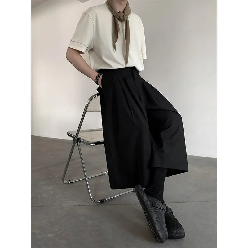 Threebooy  Summer Wide Leg Cropped Pants Comfy Culottes Street Fashion Trendy Loose Fit Casual Trousers Breathable Oversized Style