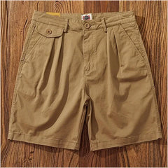 Threebooy  Summer Men's Loose Straight Leg Casual Shorts Versatile Multi-Pocket Workwear Five-Quarter Pants Retro Japanese Style