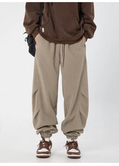 Threebooy  Double Pleated Polar Fleece Casual Sweatpants Autumn Winter New Warm and Drapey Loose Leggings Long Pants