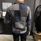 Threebooy  Men Winter Fleece Suit Jacket New High-quality Self-cultivation Warmth Fashion Casual Maj Clothing Plaid Men Blazer Coat