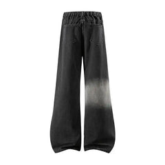 Threebooy  Summer New Men's Ripped Patchwork Jeans Straight American Style Wide-Leg Trousers Handsome Fashion Clothing