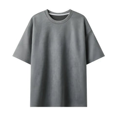 Threebooy  Summer Short-sleeved T-shirt Men Oversized Casual Suede T Shirt Men Streetwear Loose Solid Color O-neck Tshirt Mens Top M-3XL