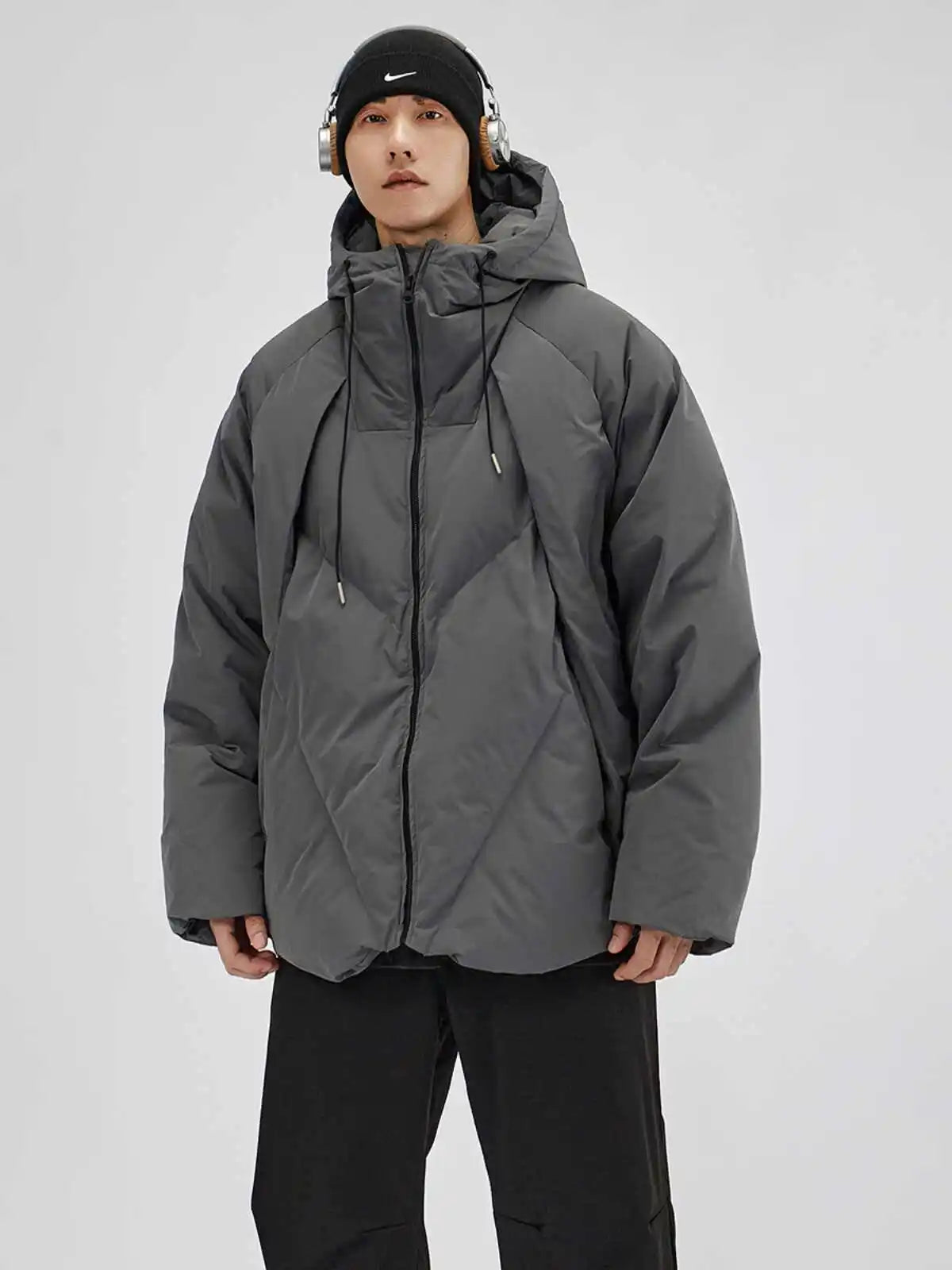 Threebooy New American Thickened Warm Hooded Down Jacket Men Women Winter, Korean Casual Loose Deconstruction Design Cotton Jacket Chic
