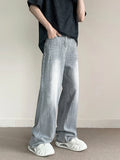 Threebooy New Vintage Gray Baggy Jeans Men Fashion Harajuku Casual Y2k Pants Straight High Street Male Wide Denim Trousers