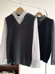 Japanese autumn and winter men and women trendy personalized fake two piece shirt sweater couple loose hip-hop casual top y2k